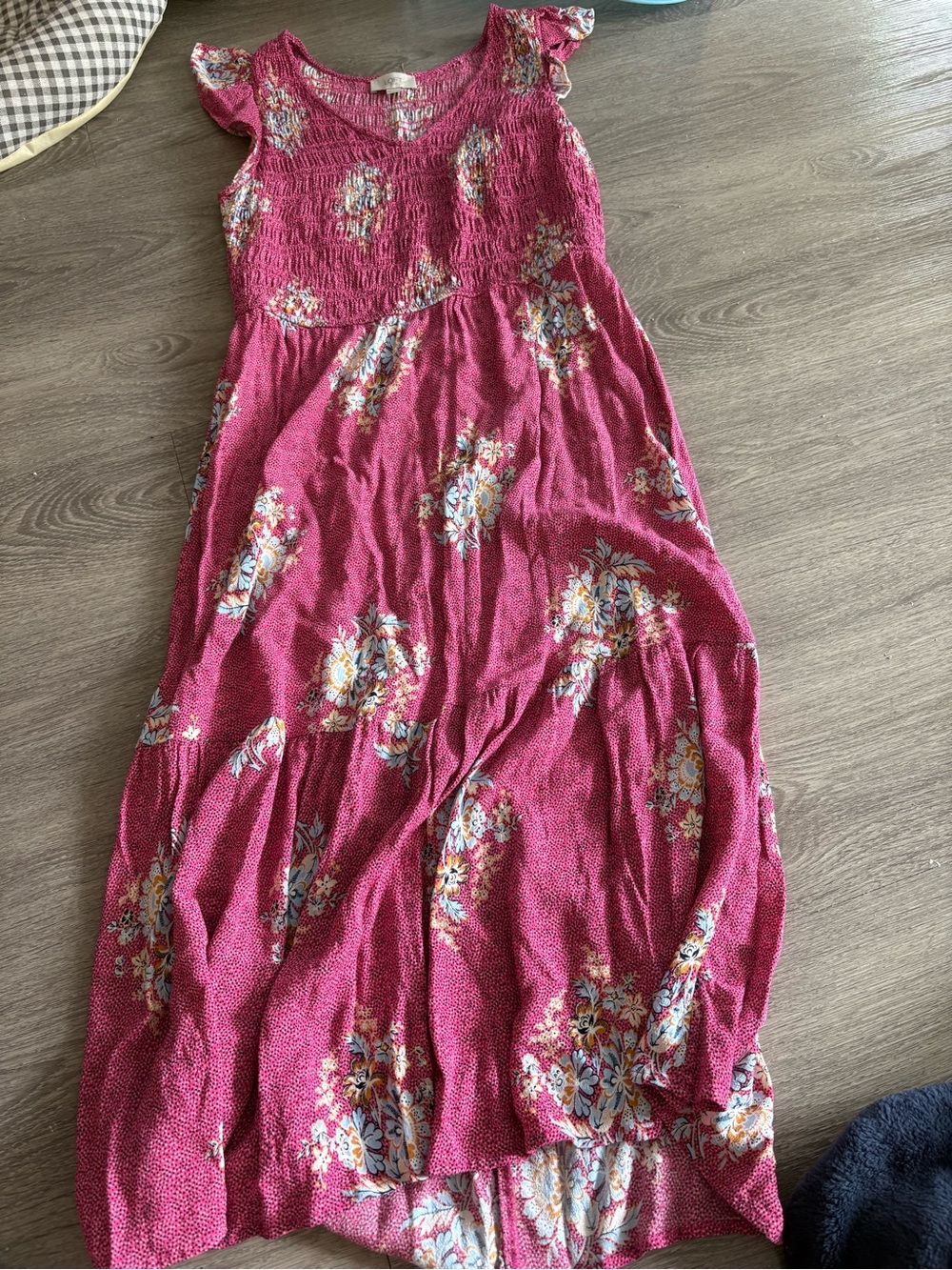 LOFT Raspberry Pink Floral Midi Dress